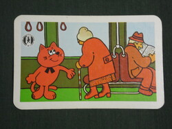 Kártyanaptár, Közlekedésbiztonsági tanács,grafikai rajzos,macska, 1982 ,   (2)