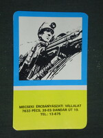 Kártyanaptár, Mecseki ércbányász vállalat, újság, Pécs, grafikai rajzos, 1981 ,   (2)