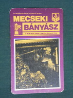 Card calendar, Mecsek ore mining company, newspaper, Pécs, miner, vájár, 1982, (2)