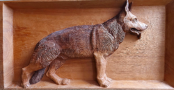 Német juhászkutya fafaragással készült falikép