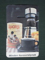 Kártyanaptár, Élelmiszer vállalatok Sport kávé, kávéfőző, 1982 ,   (2)