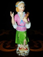 Makulátlan Herendi barokk kislány dobbal figura