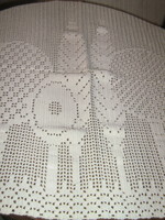 Beautiful antique hand-crocheted white stained glass curtain