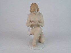 0M741 Hibátlan Wallendorf porcelán női akt 22.5 cm