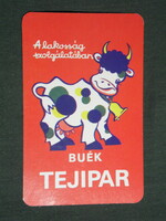 Kártyanaptár, Tejipari vállalatok,grafikai rajzos,tehén, 1982 ,   (2)