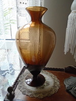 Thin village, old, brown glass vase 24.5 cm.