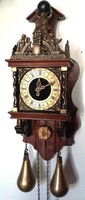 Rare beautiful Dutch Zaanse pear-weight wall clock with 8-day flight