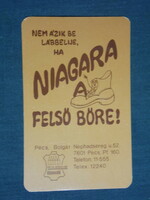 Kártyanaptár, Pécs bőrgyár, niagara bőr cipőre ,grafikai rajzos, 1982 ,   (2)