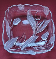 Walther glas tulip German glass crystal divided serving bowl offering centerpiece tulip