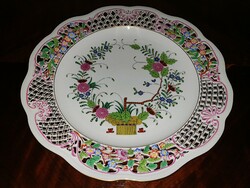 Herend colored openwork wall bowl with Indian basket pattern 34cm
