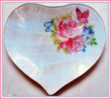 Glass tray - heart-shaped cake/jewelry holder with a vintage feel
