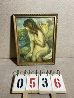 Nude painting, after Róna, oil on canvas, 37 x 48 cm.