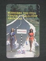 Card calendar, scale coop store, clothing, fashion, erotic female model, 1982, (2)