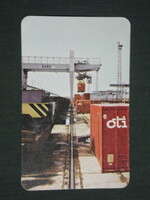 Kártyanaptár, MÁV vasút,szállítás, konténer pályaudvar, rakodó, 1982 ,   (2)