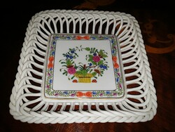 Herend colorful Indian basket pattern woven bowl