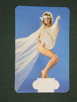 Kártyanaptár, Totó Lottó szerencsejáték, erotikus női akt modell, 1985 ,   (2)