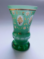 Multi-layered hand-painted vintage glass vase 14 cm