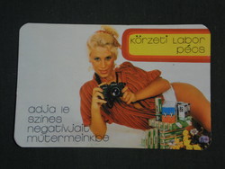 Card calendar, light fabric, photo district lab, Pécs, erotic female model, camera, 1986, (2)