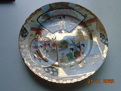 Antik Kutani tányér gazdag óaranyozással,élet és tájképekkel