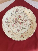Zsolnay large floral wall plate, decorative plate, perfect, now without a minimum price..