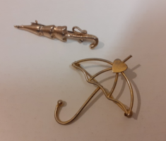 2-Pcs retro umbrella-shaped brooch pin