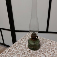 Petroleum green glass lamp, peasant lamp