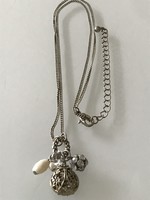 Silver-plated necklace with small pendants, chain length 57 cm