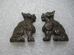 Eastern mythological figures in a pair, bronze 3.5 cm