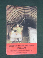 Card calendar, Mecsek ore mining company, newspaper, Pécs, miner, mining train, 1985, (2)