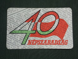 Card calendar, 40 years of épszabadság daily newspaper, newspaper, magazine, 1985, (2)