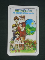 Card calendar, Hungarian Red Cross, graphic artist, hiking family, 1983, (2)