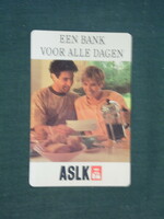 Kártyanaptár, Hollandia, ASLK takarékpénztár, bank, sportcipő,1991 ,   (2)