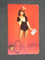 Kártyanaptár, Totó Lottó szerencsejáték, erotikus női modell, 1987 ,   (2)