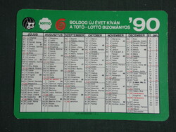 Card calendar, toto lottery game, name day, 1990, (2)