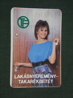 Kártyanaptár, OTP Takarékpénztár, erotikus női modell,1988 ,   (2)