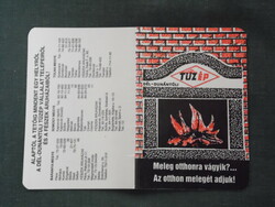 Card calendar, Transdanubia tüzep construction material company, Pécsszigetvár, tab, csurgó, paks, tolna, 1990, (2)