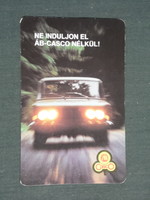 Card calendar, state insurance, casco, Polish Fiat 125 car, 1988, (2)