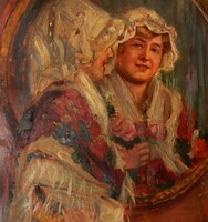 Ivanácz Zsolt József (1869-1954) 86x53 cm-es minőségi olaj-karton festménye keret nélkül