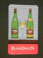 Kártyanaptár, Pannonvin borgazdaság, Pécs, Pécsi cirfandli, Siklósi olaszrizling bor,1989 ,   (2)