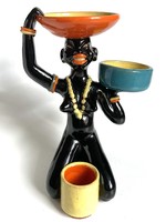 Hops art deco ceramics - African woman holding a bowl - sculpture, table decoration