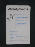 Card calendar, gigi beauty salon, hairdressing cosmetics, Pécs, 1992, (2)