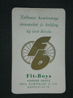 Kártyanaptár, Fit Boys kerékpár szerviz, Pécs, 1993 ,   (2)