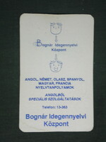 Kártyanaptár, Bognár idegennyelvi központ, Pécs, 1992 ,   (2)