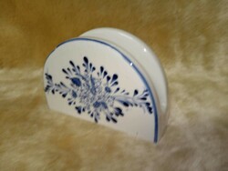 Ceramic napkin holder with a blue pattern