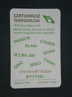 Kártyanaptár, Szaturnusz óra szalon,szaküzlet, Pécs, 1994,   (2)