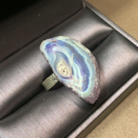 925 Silver ring with agate geode stone size 7 (17 mm diameter) large mineral
