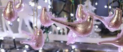 6 Pieces of pink glass bird Christmas tree decoration iii.