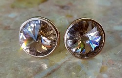Rose gold-plated Swarovski-stone stamped silver earring 1.1cm