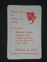 Card calendar, armor gauze, hairdresser's shop, Pécs, 1992, (2)