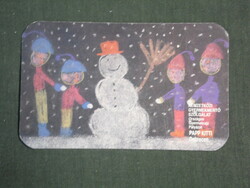 Kártyanaptár, Posta bank,grafikai rajzos, gyermekrajz pályázat, hóember, 1992 ,   (2)
